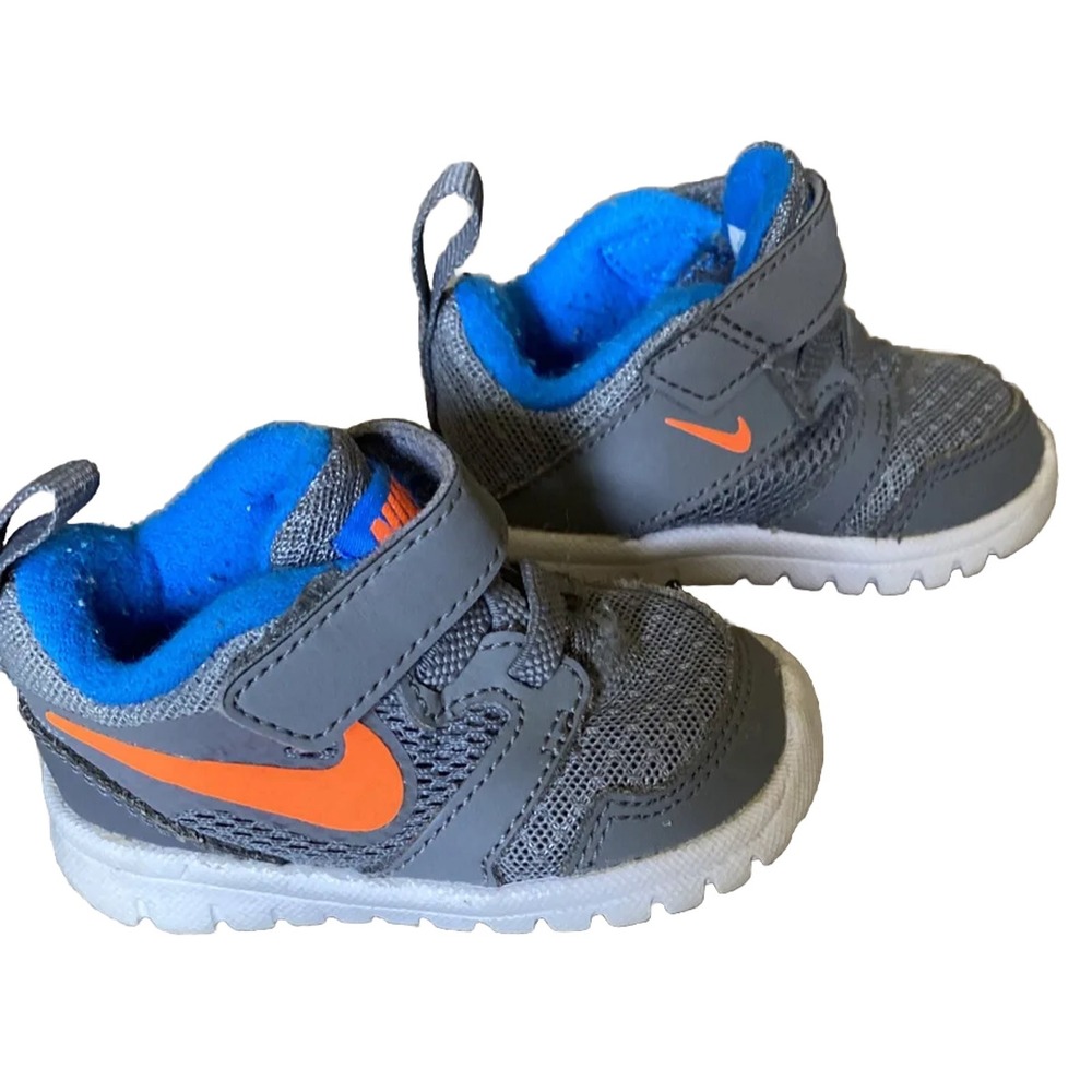 Nike Flex Experience Toddler Sneakers Gray Orange Swoosh Sz 2C Shoes